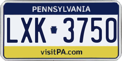 PA license plate LXK3750