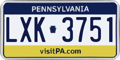 PA license plate LXK3751