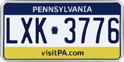 PA license plate LXK3776