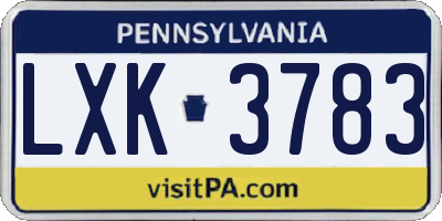 PA license plate LXK3783