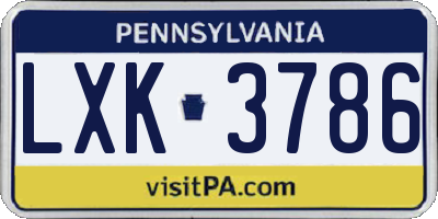 PA license plate LXK3786