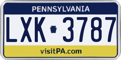 PA license plate LXK3787