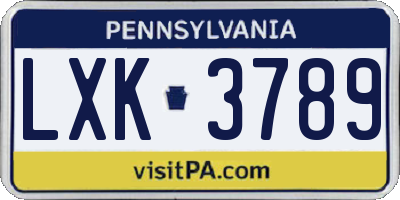 PA license plate LXK3789