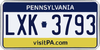 PA license plate LXK3793