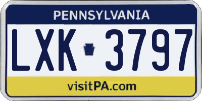 PA license plate LXK3797