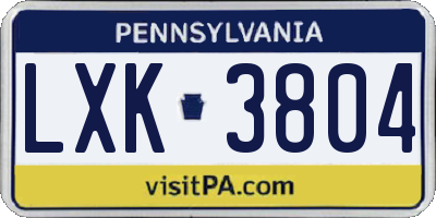PA license plate LXK3804