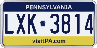 PA license plate LXK3814