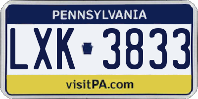 PA license plate LXK3833