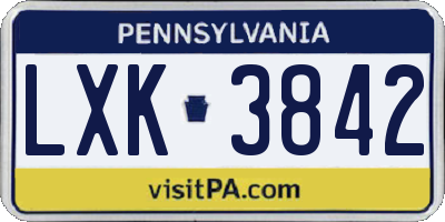 PA license plate LXK3842