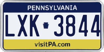 PA license plate LXK3844