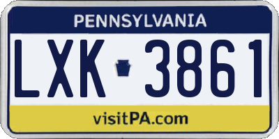 PA license plate LXK3861