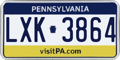 PA license plate LXK3864