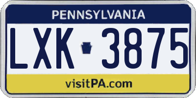 PA license plate LXK3875