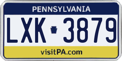 PA license plate LXK3879