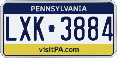 PA license plate LXK3884