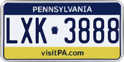 PA license plate LXK3888