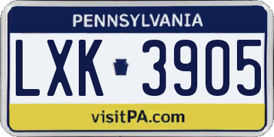 PA license plate LXK3905