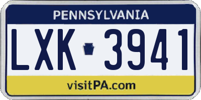 PA license plate LXK3941