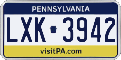 PA license plate LXK3942