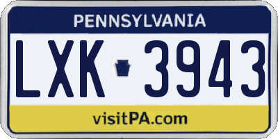 PA license plate LXK3943