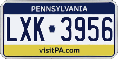 PA license plate LXK3956