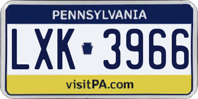 PA license plate LXK3966