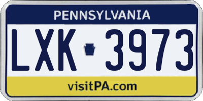 PA license plate LXK3973