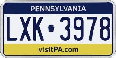 PA license plate LXK3978