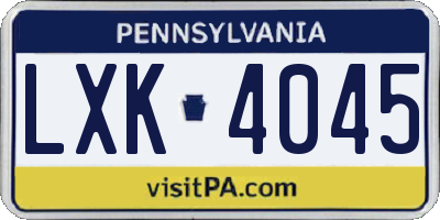 PA license plate LXK4045