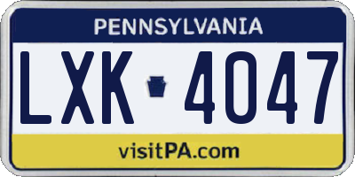 PA license plate LXK4047