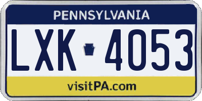 PA license plate LXK4053