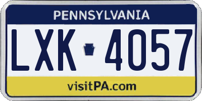 PA license plate LXK4057