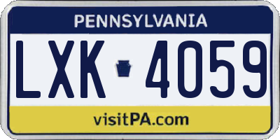PA license plate LXK4059