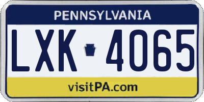 PA license plate LXK4065