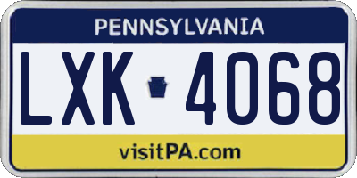 PA license plate LXK4068
