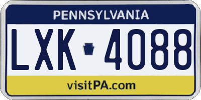 PA license plate LXK4088