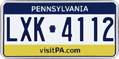 PA license plate LXK4112