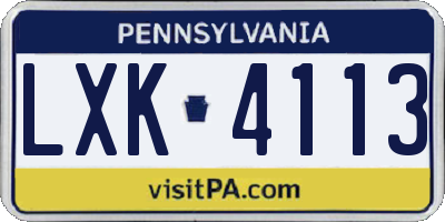 PA license plate LXK4113