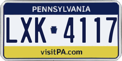 PA license plate LXK4117