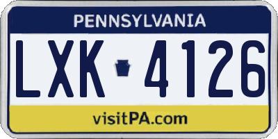 PA license plate LXK4126