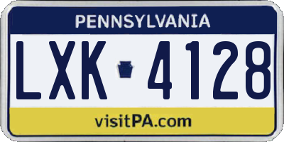 PA license plate LXK4128