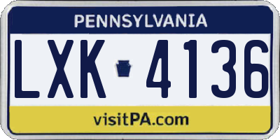 PA license plate LXK4136
