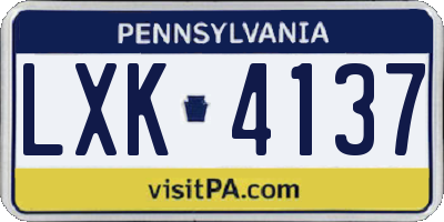 PA license plate LXK4137