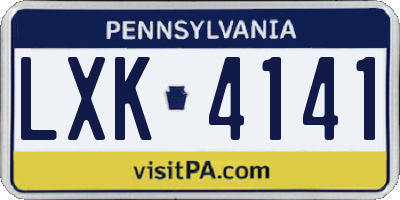 PA license plate LXK4141