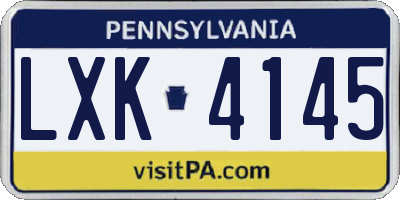 PA license plate LXK4145