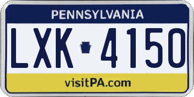 PA license plate LXK4150