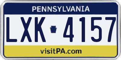 PA license plate LXK4157