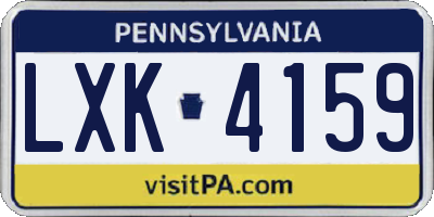 PA license plate LXK4159