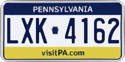 PA license plate LXK4162