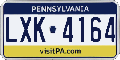 PA license plate LXK4164